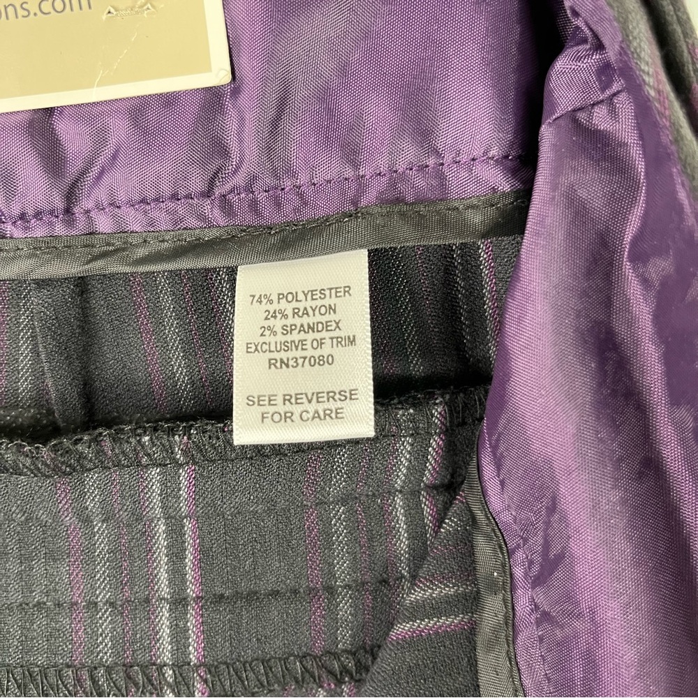 Cato Pants Women’s 8 Purple Black Stripe Contemporary Lower Rise Straight Leg - Picture 13 of 13